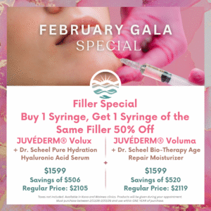 Buy 1 Syringe of JUVÉDERM® Volux, Get 1 Syringe 50% Off OR Buy 1 Syringe of JUVÉDERM® Voluma, Get 1 Syringe 50% Off